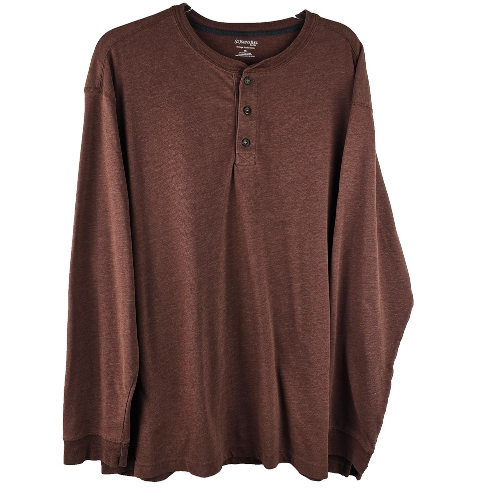 St. John's Bay Men's XXL Henley Heritage Sueded Jersey Burnt Orange Long Sleeve